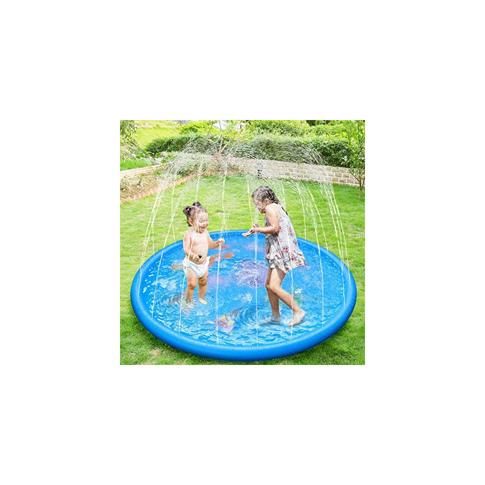 KAHEIGN 170CM Splash Water Play Mat Dolphin Tortoise Starfish Shell Crab Pattern Sprinkler Pad Summer Garden Outdoor Spray Water Toys for Kids Pets