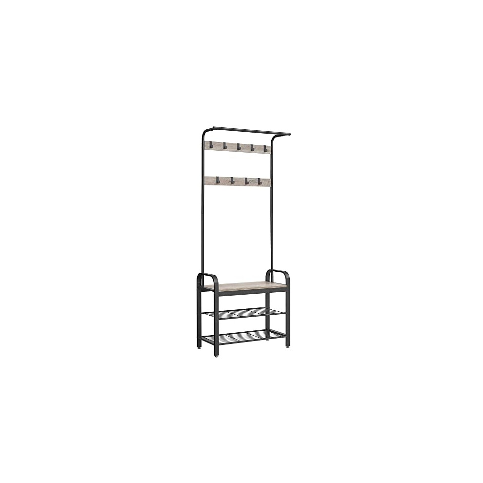 Pricenet 4-In-1 Coat Rack With Shoe Bench, Hooks, And Hanging Rail