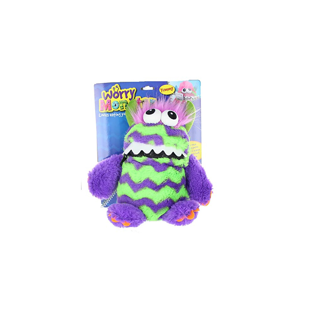 Worry Monster Plush Soft Toy purple & green