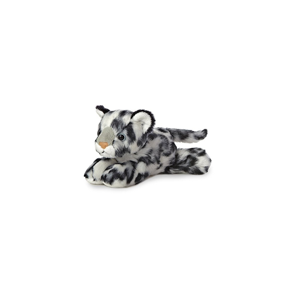 AURORA, 31367, Mini Flopsie Snow Leopard, 8In, Soft Toy, Black and White