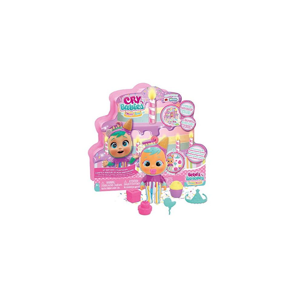 Cry Babies Magic Tears, Sweety's Birthday Countdown | Calendar Countdown to your Birthday with the exclusive Sweety doll and 6 Accessories - Toy and