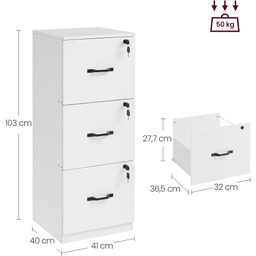 Space-Saving 3-Drawer Pedestal with Lockable Storage 2
