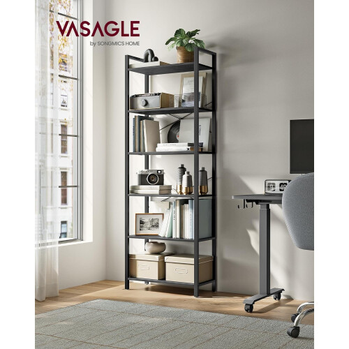 6-Tier Industrial Bookshelf with Ample Storage and Stability 1