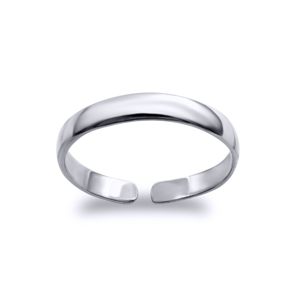 Jewelco London Ladies Solid 9ct White Gold D-Shape Band Toe Ring 2.5mm - JTR019