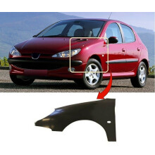 Peugeot 206 1998-2009 Front Wing Primed With Side Lamp Hole Passenger Side 3/5Dr Hatchback
