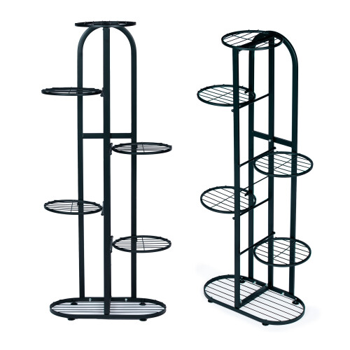 Moderner Blumenständer aus Metall 6 Ebenen schwarz