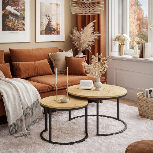 2er-Set Couchtische im runden Loft-Design 1