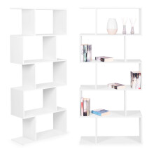 Modernes kariertes Regal für das Wohnzimmer mit 5 Ablagen für weiße Bücher