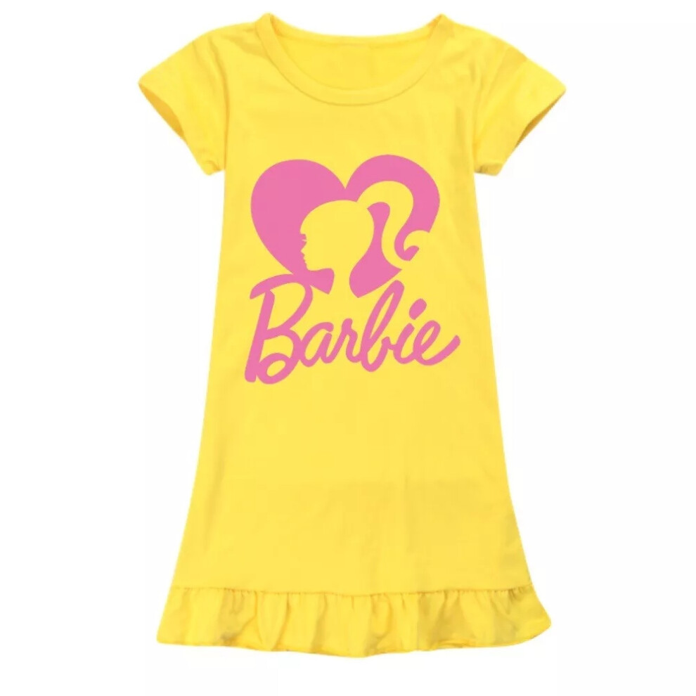 (Yellow#2, 10-11 Years/160) Girls Babie Sleepwear Dress Pyjamas Kids Nightwear Pjs Nightdress Age 2-9 Years