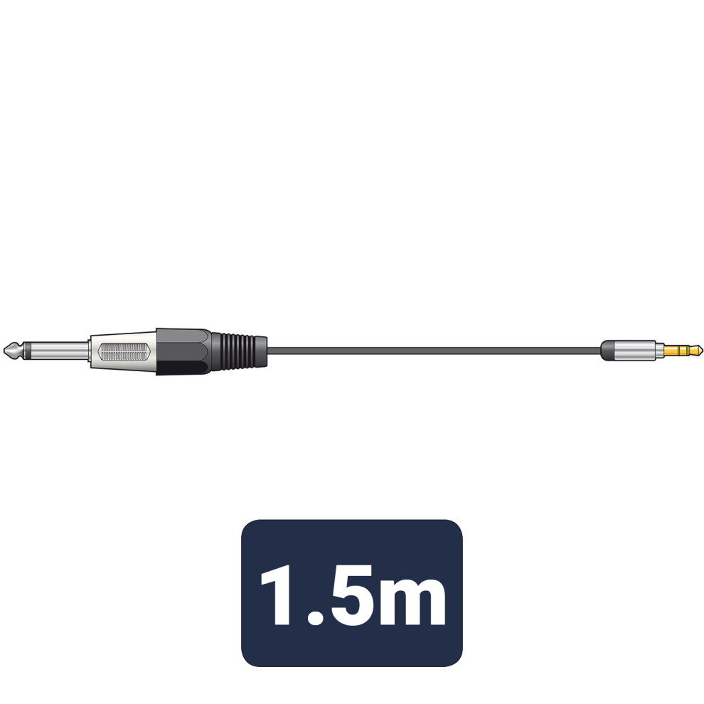 Citronic Classic Stereo Minijack To Mono 6.3Mm Jack Lead - 1.5M New 5015972112625