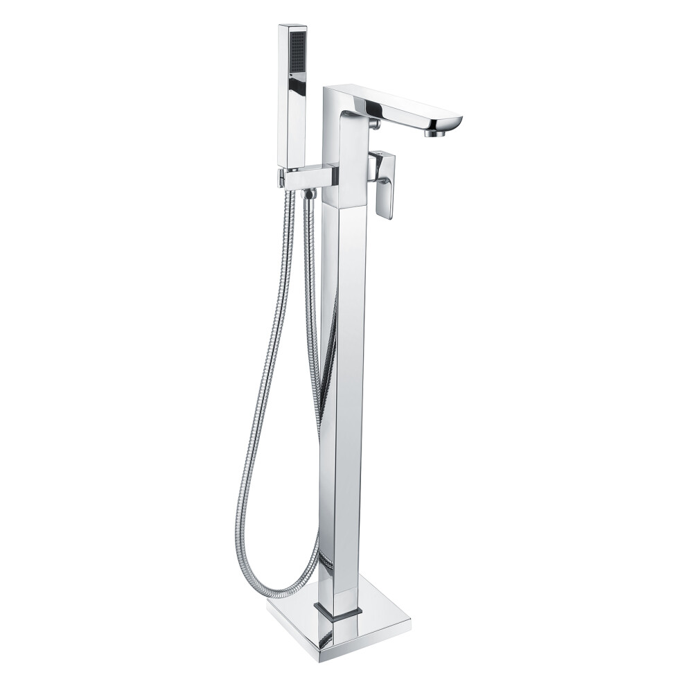 Nes Home Square Floorstanding Bath Shower Mixer Tap With Handset Chrome