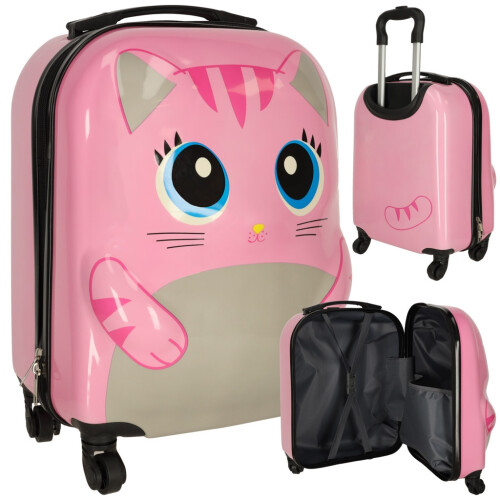 Kinderreisekoffer auf Rollen Katze rosa