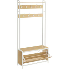 Multifunctional Wardrobe with Bench, Hooks, and Shoe Cabinet
