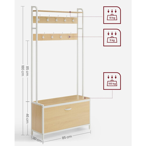 Multifunctional Wardrobe with Bench, Hooks, and Shoe Cabinet 2