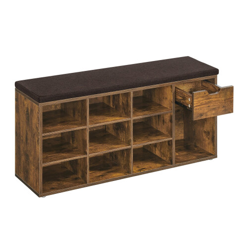 Efficient Shoe Rack with Drawer & Padded Bench Seat