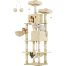 206 cm High Cat Tree with Multiple Levels and Hammock