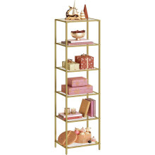 6-Tier Gold Glass Shelf: Modern, Space-Saving, Easy Assembly