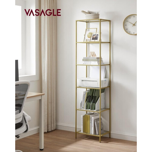 6-Tier Gold Glass Shelf: Modern, Space-Saving, Easy Assembly 1