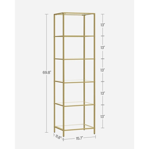 6-Tier Gold Glass Shelf: Modern, Space-Saving, Easy Assembly 2