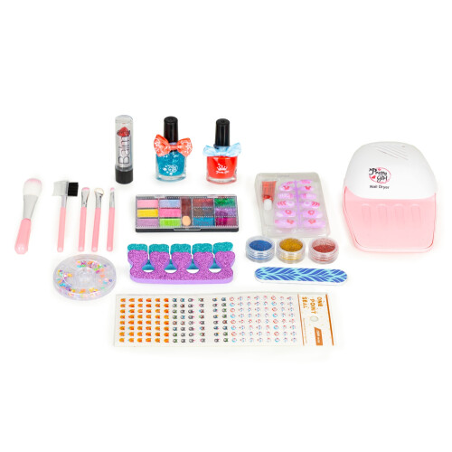Set mit Kinderkosmetik, einer Box mit Spiegel und einer UV-LED-Lampe 2