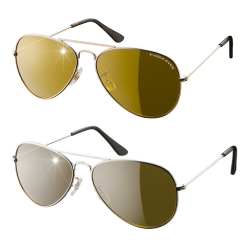 Eagle Eyes - Pilotensonnenbrille 2er-Set - Silber/Gold