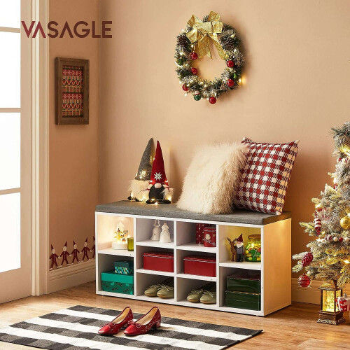 Comfortable Shoe Bench with Cushion and Storage Compartments 1