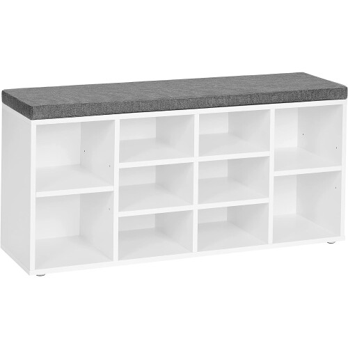 Comfortable Shoe Bench with Cushion and Storage Compartments