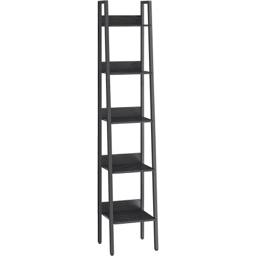 Narrow Rustic Brown Shelf for Small Spaces, 5 Tiers, 170cm