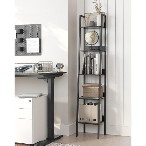 Narrow Rustic Brown Shelf for Small Spaces, 5 Tiers, 170cm 1