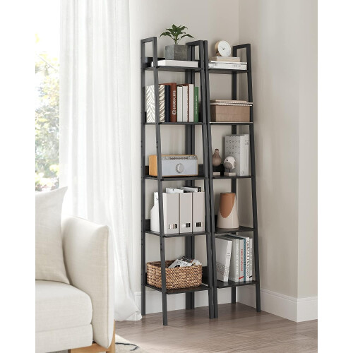 Narrow Rustic Brown Shelf for Small Spaces, 5 Tiers, 170cm 2