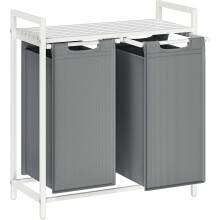 White-Grey Laundry Basket with Shelf, 30kg Load Capacity