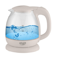 Bollitore elettrico in vetro - ADLER - 1 litro - 900-1100W - Base rotante 360 - Fondo piatto