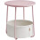 Quick Assembly Pastel Pink Side Table with Storage Basket 1