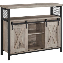 Rustic Sliding Doors Kitchen Cabinet with Adjustable Shelves