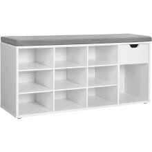 Multifunctional Storage Bench with Cushion and Shoe Rack