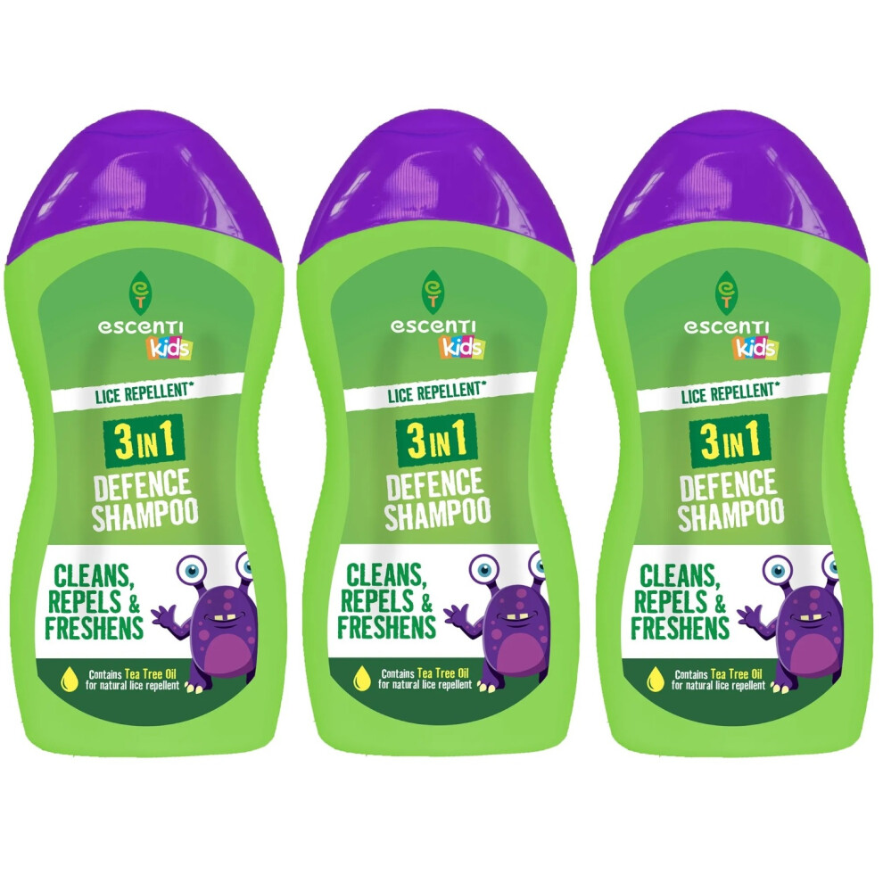 Escenti 3 X 300Ml 3 In 1 Kids Lice Repellent Defence Shampoo