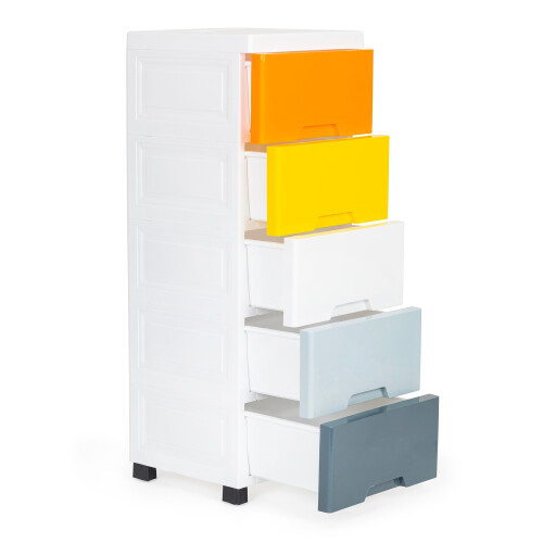 Cabinet organizer with 5 pull-out drawers legs with castors 1