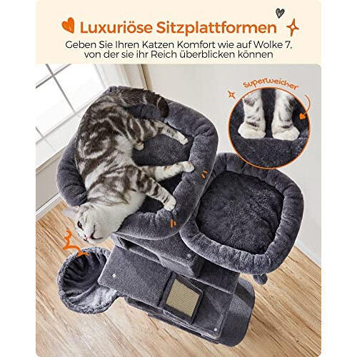 206 cm Tall Cat Tree with 5 Levels & Multiple Play Areas 2