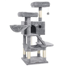 135cm Plush Cat Tree with Hammock, Cave & Sisal Posts