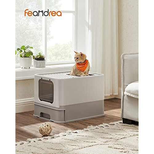 Easy-Clean Cat Litter Tray with Pull-Out Drawer & Grid Top 1