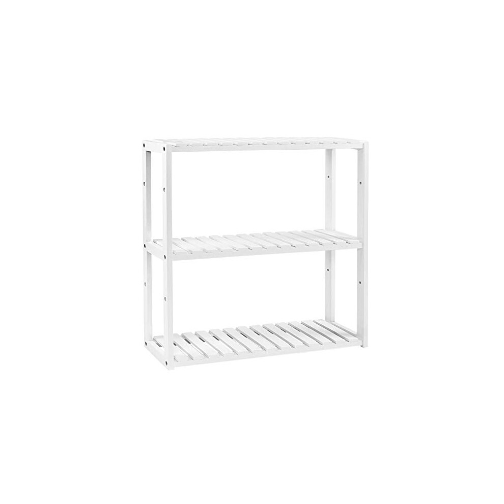 SONGMICS Bamboo Bathroom Shelf, 3-Tier Adjustable, Wall-Mounted or Stand | Plants Rack, in the Living Room, Balcony, Kitchen, Cloud White, BAMBOU Collection BCB13W - Image 4