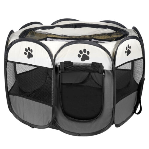 Universal foldable playpen, cage for dogs and cats - gray
