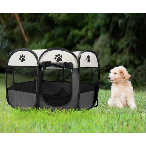 Universal foldable playpen, cage for dogs and cats - gray 1