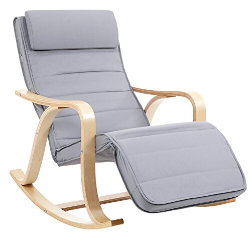 Ergonomic Birch Rocking Chair with Adjustable Footrest
