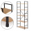 Modern wide wooden bookcase LOFT 5 shelves 4