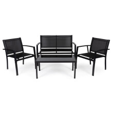 Gartenmöbel-Set: Tisch, Bank, Sessel, Metall