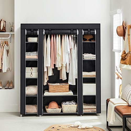 Large Capacity Fabric Wardrobe with Dustproof Cover 1