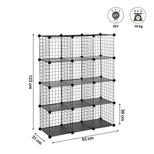 Customizable 12-Cube Metal Storage Shelf, Easy Assembly 2