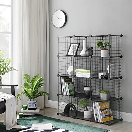 Customizable 12-Cube Metal Storage Shelf, Easy Assembly 1