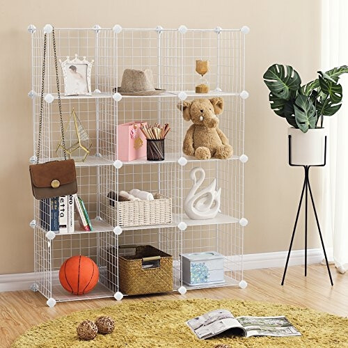 Customizable 12-Cube Metal Storage Shelf - Easy Assembly 2